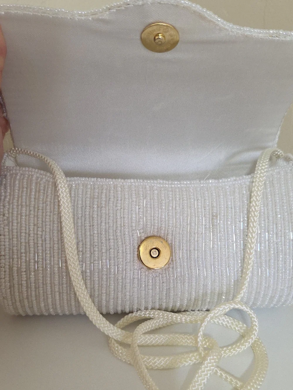 Embellished White & Gold Evening Clutch